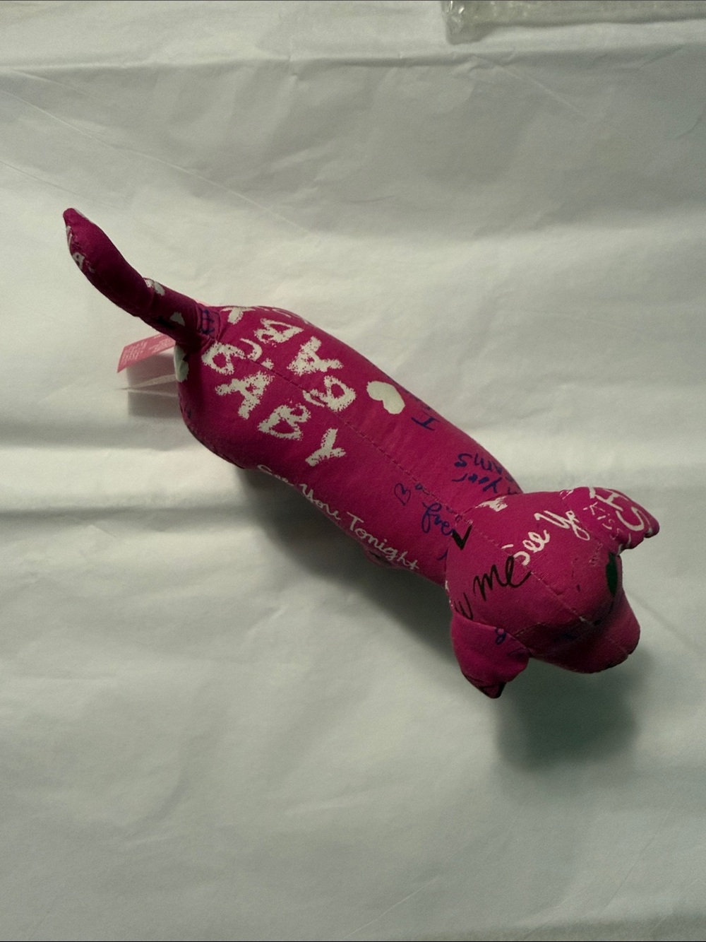 PINK Victoria's Secret Hot Pink Logo Print Plush Dog (Vintage) NWT - Picture 2 of 5
